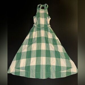 Anthropologie Green and White Checkered Dress